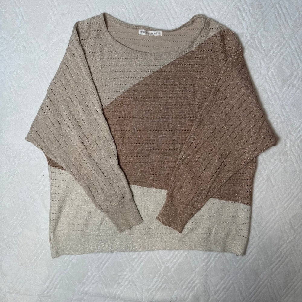 Metallic Colorblock Madison + Hudson 1X Dolman Sleeve Oversized Sweater